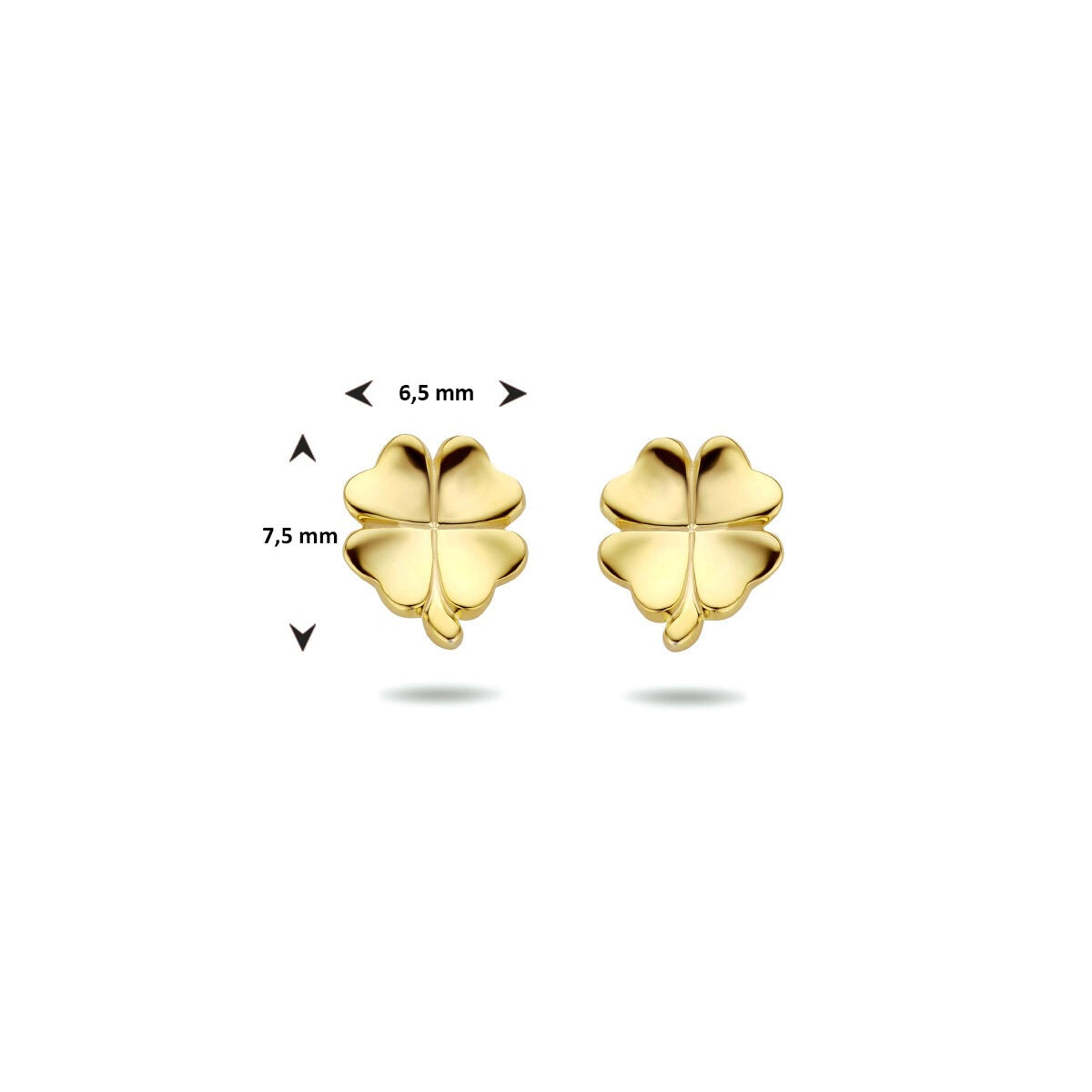 Pendientes de botón de plata chapado en oro de trébol – joyería infantil