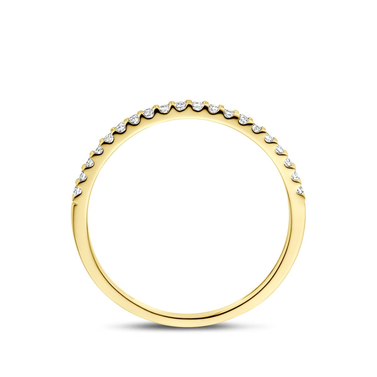 Anillo de oro amarillo de 14k con diamante cultivado en laboratorio de 0.15ct