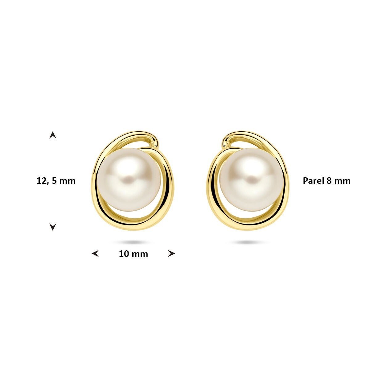 Pendientes de botón de oro amarillo con perla – 8 mm
