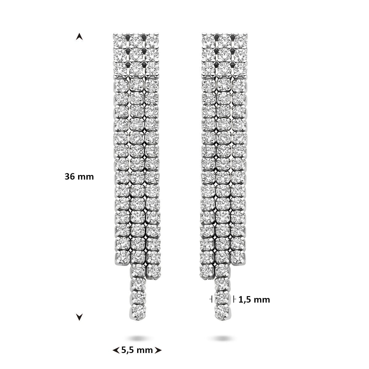 Pendientes de plata de mujer con circonitas – engaste de entorno 36 mm