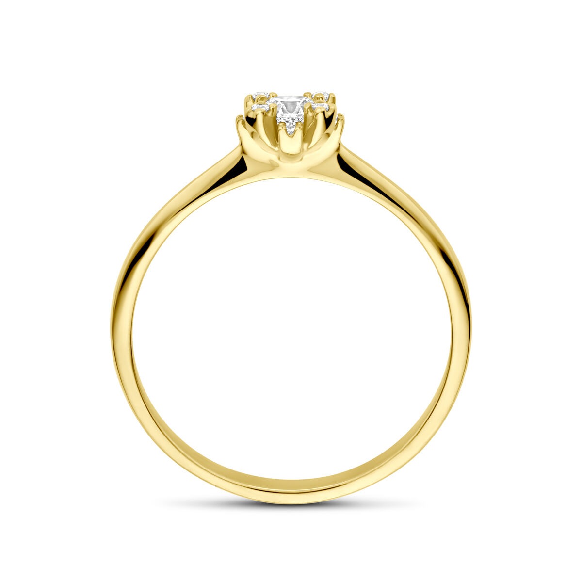 anillo de mujer en oro amarillo de 14k con circonitas – anillo elegante en estilo entourage