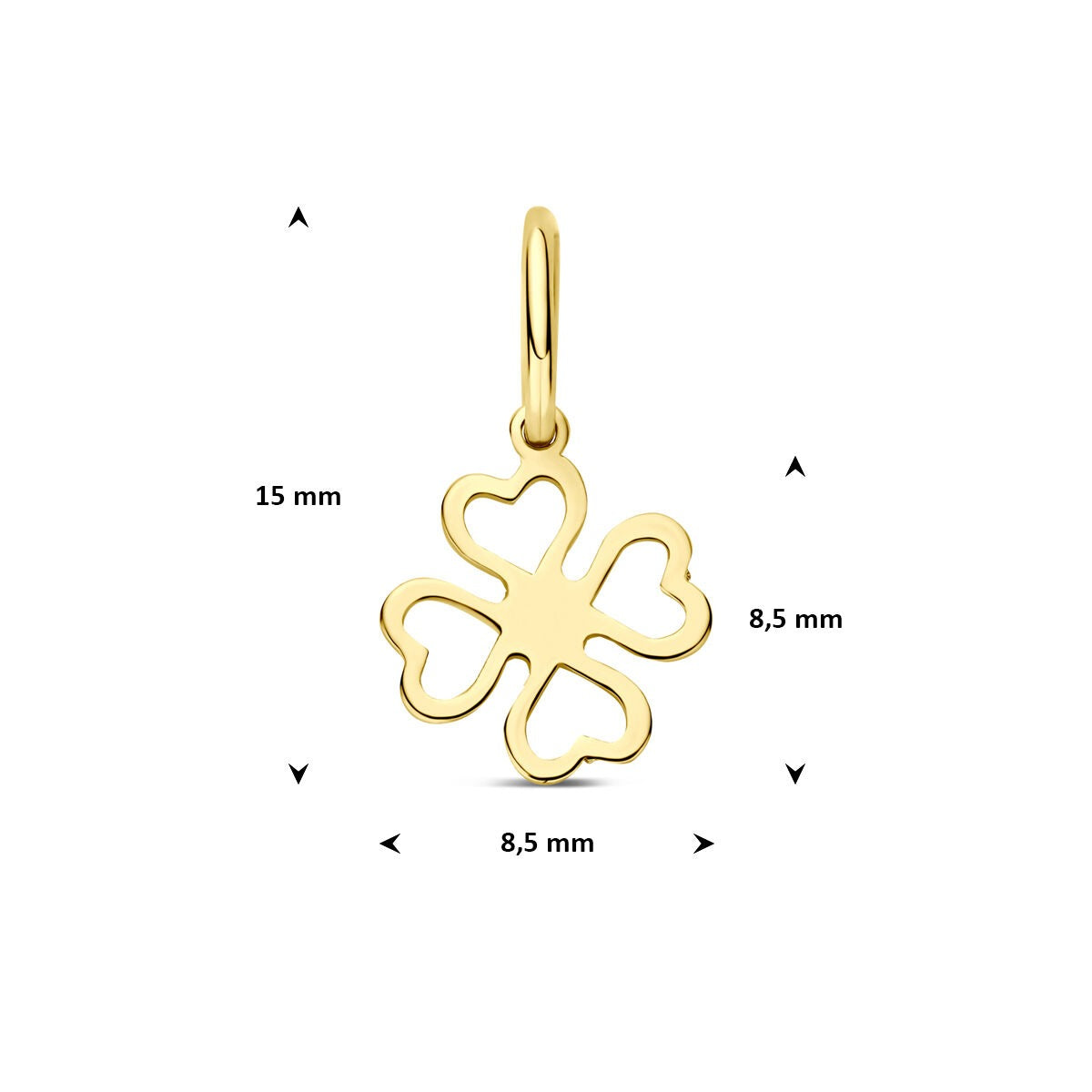 colgante de grabado de trébol en oro amarillo de 9k