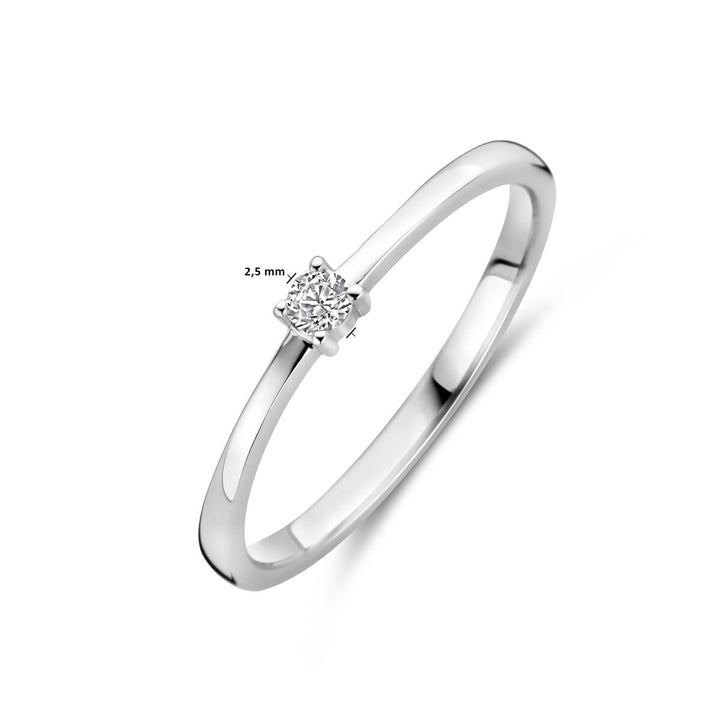 Zilveren ring met briljant geslepen zirkonia – gerhodineerd 925 zilver, 2,5 mm breed