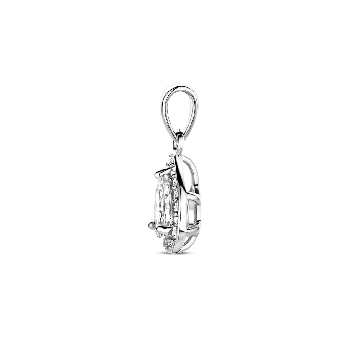Colgante de plata rodiada con circonitas en engaste de entorno