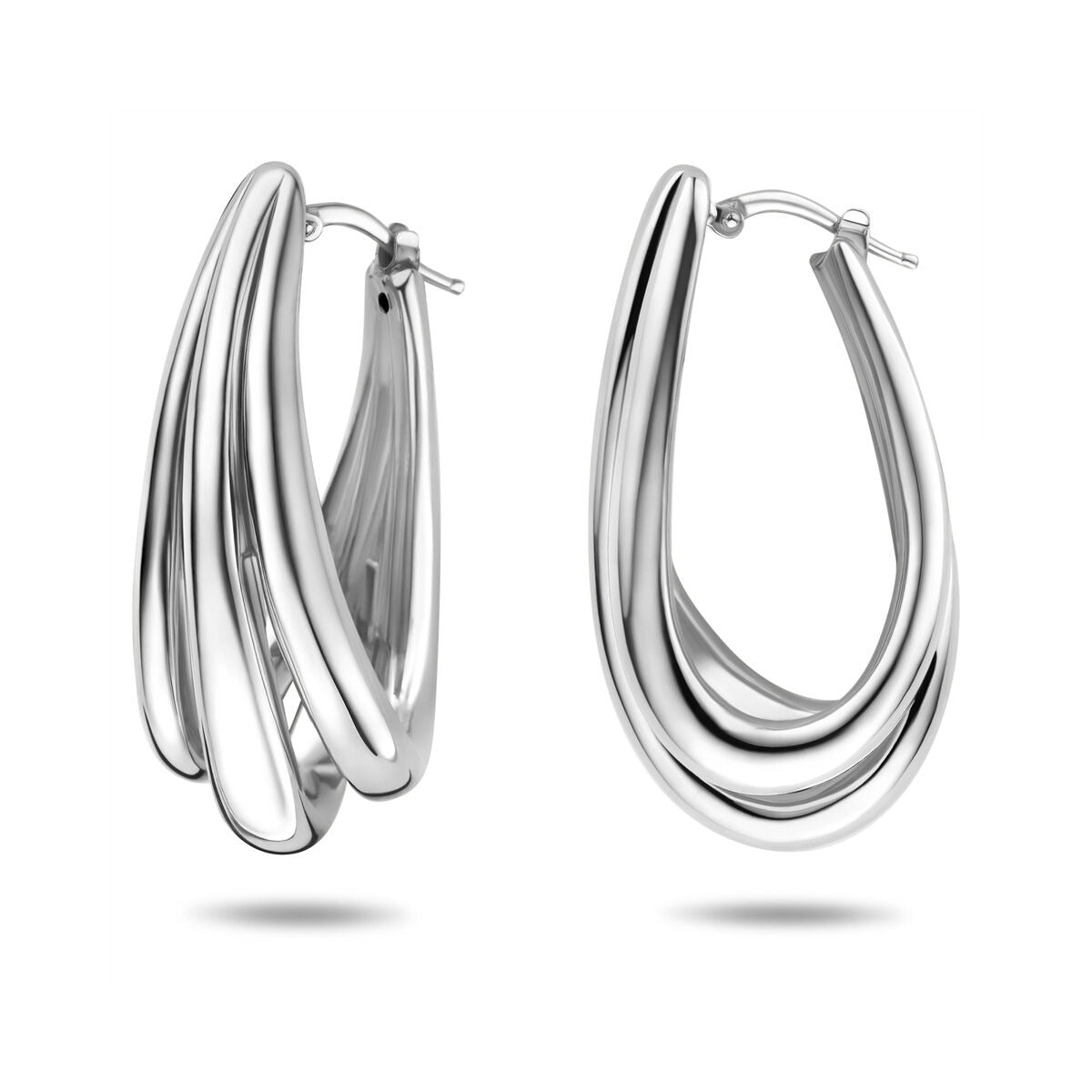 Aros de plata 925 rodiados 42 x 16,5 mm de mujer