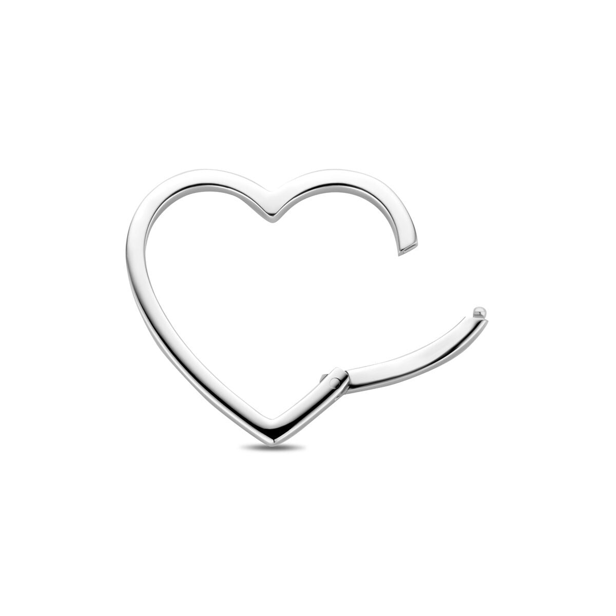 Conector en forma de corazón de plata rodiada