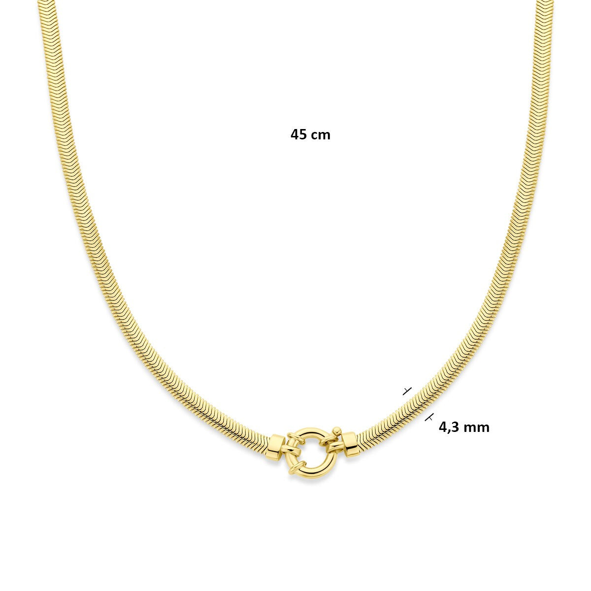 Collar chapado en oro de plata serpiente plana