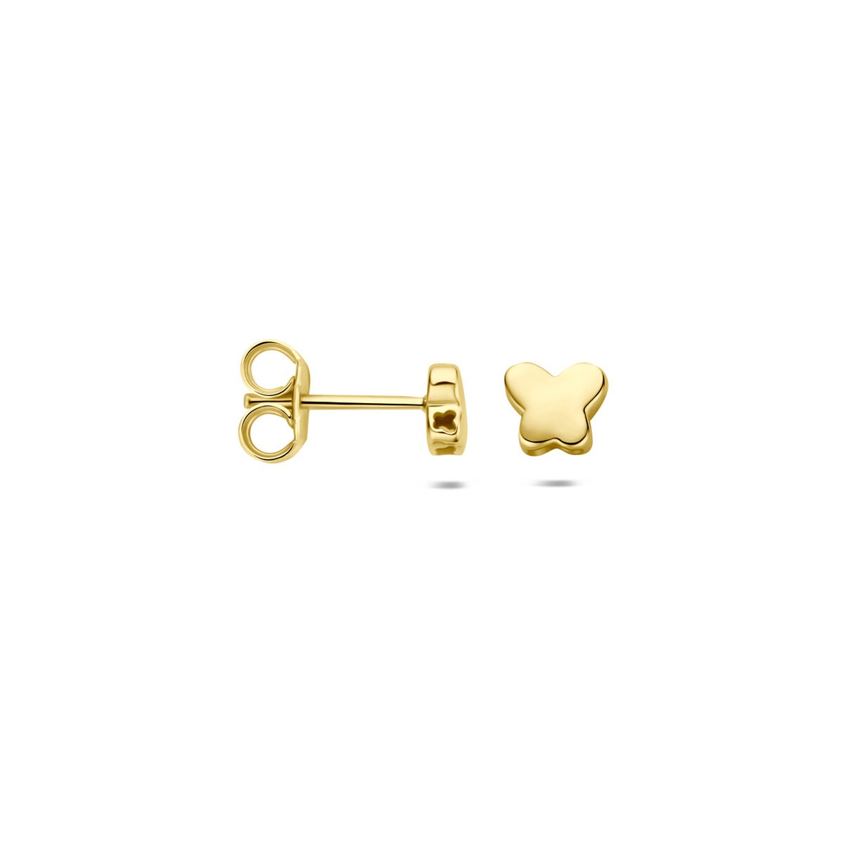 Pendientes de botón de oro amarillo en forma de corazón