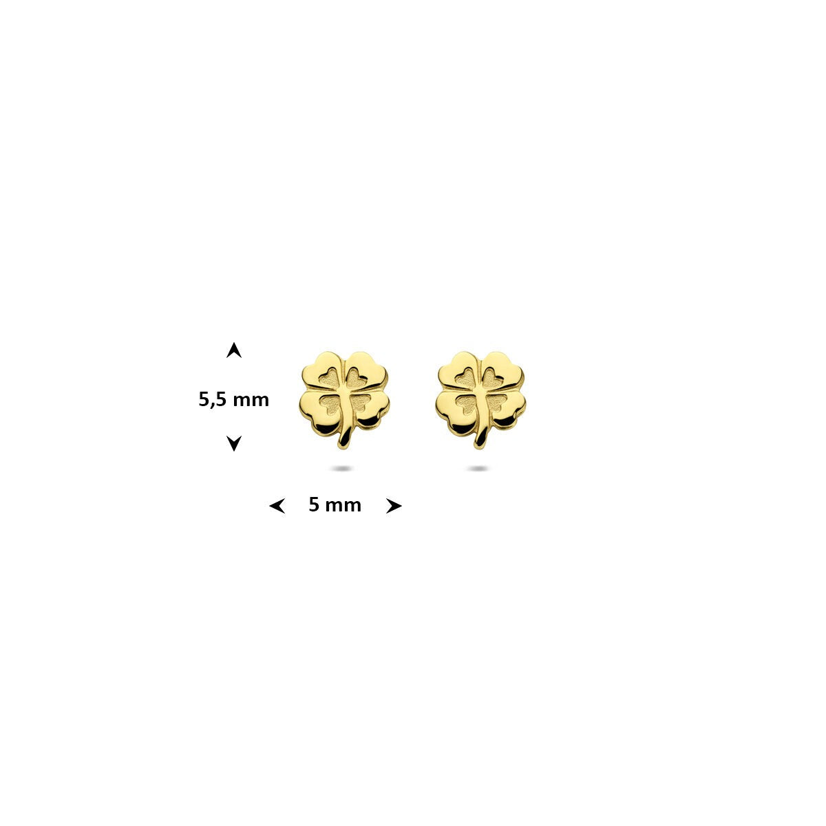 Pendientes de botón chapados en oro amarillo con trébol – 14k