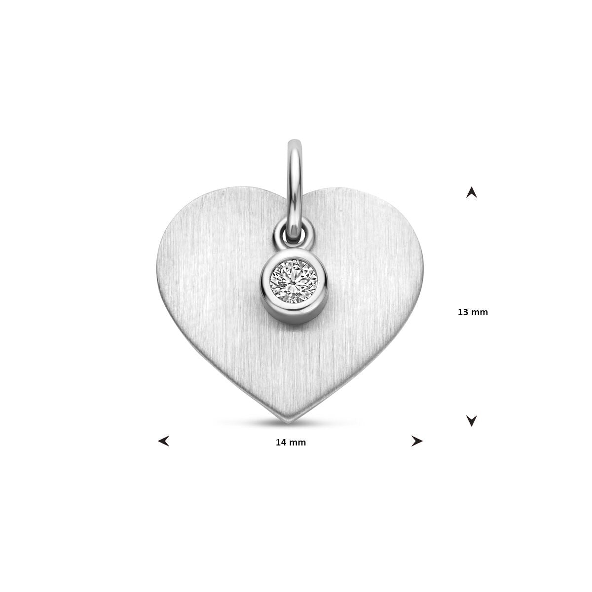 Colgante de grabado en plata rodiada con corazón y circonitas