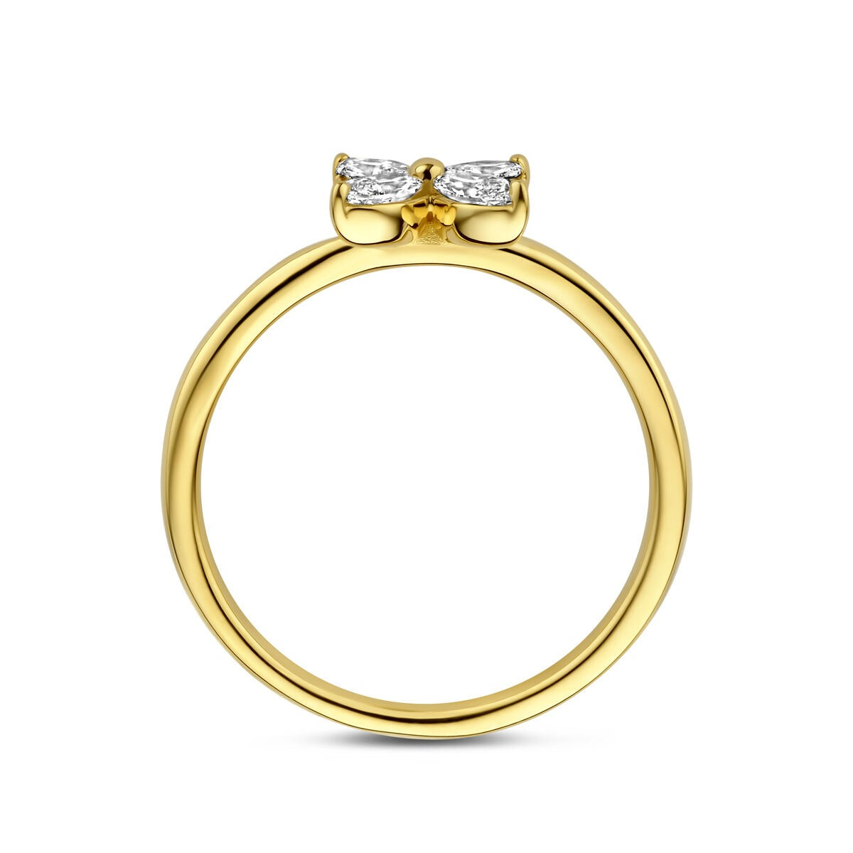 Anillo de oro amarillo de 14k con flor de diamante cultivado en laboratorio