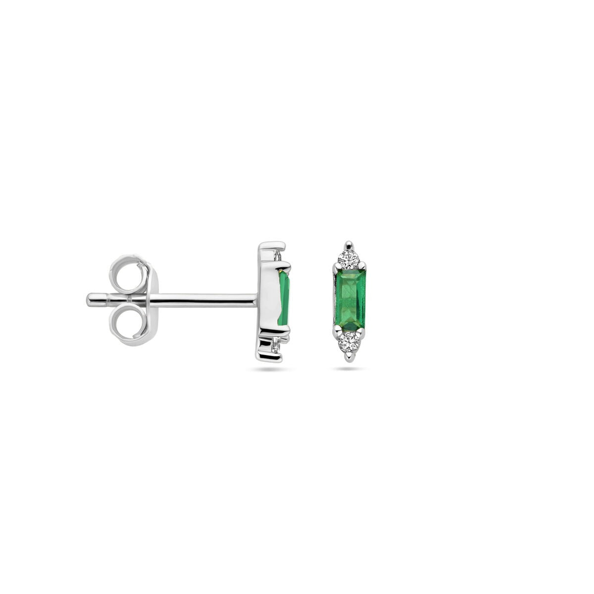 Pendientes de mujer de plata con circonitas verdes y blancas - rodiados 8 mm