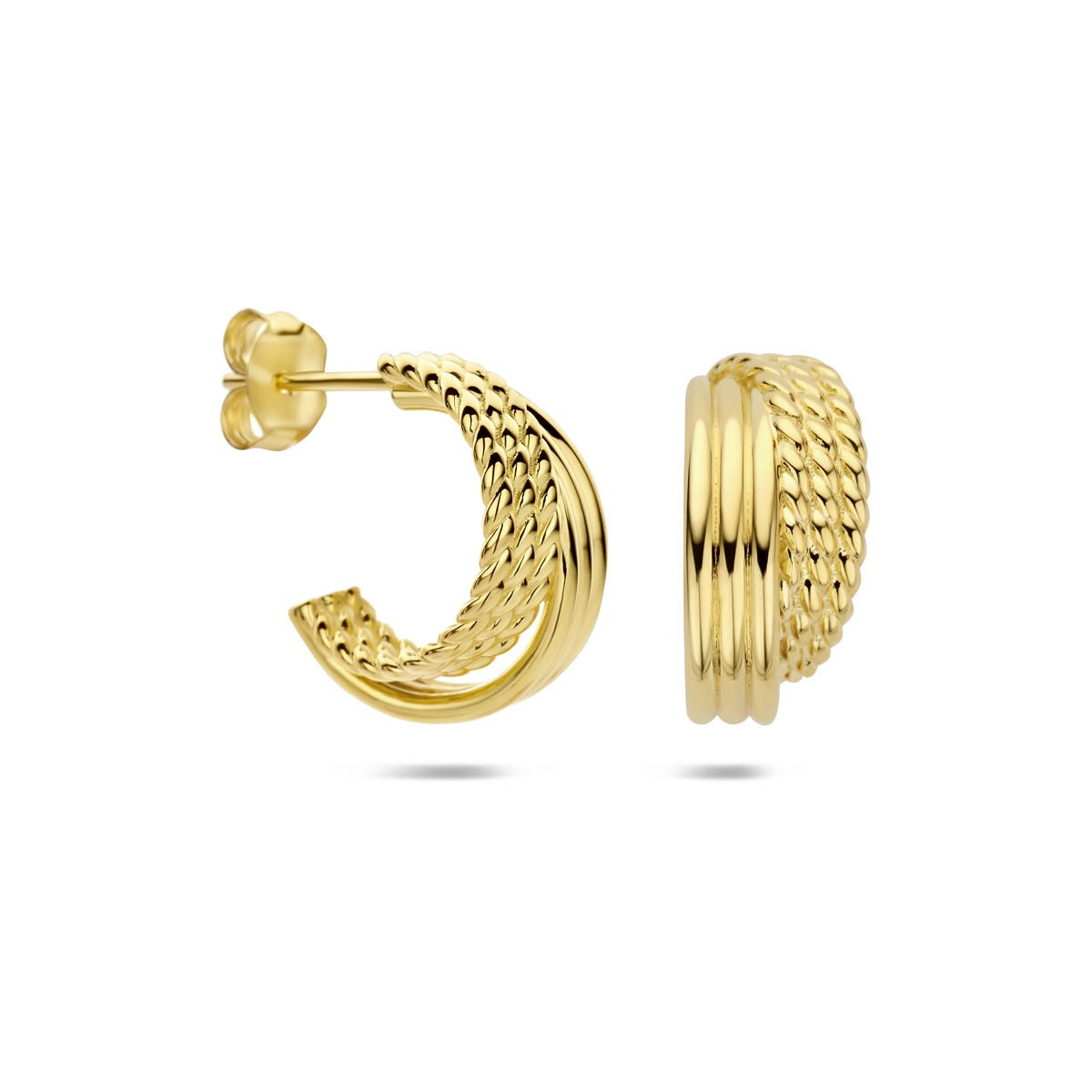 Aros de plata chapados en oro amarillo