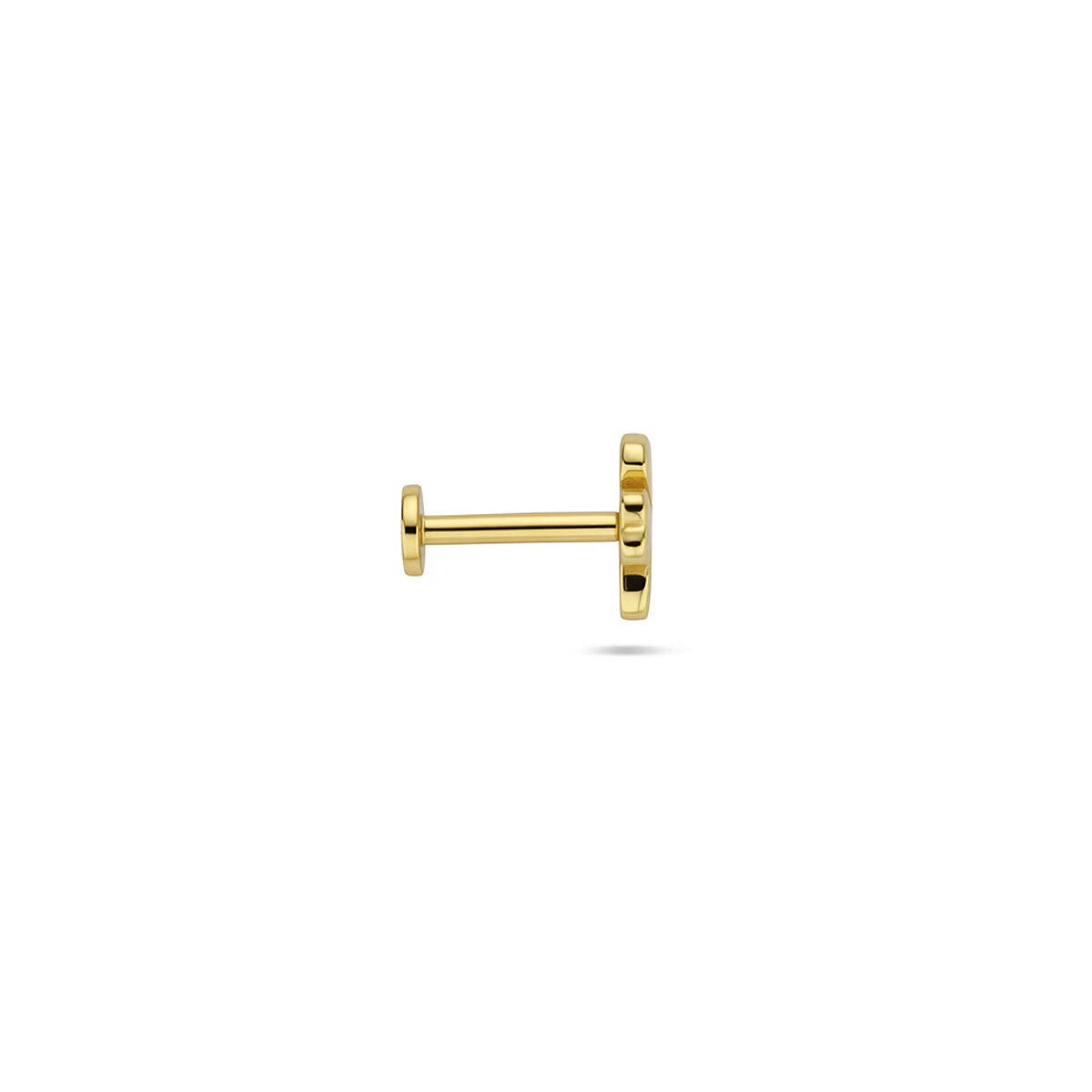 Piercing de espalda plana chapado en oro de plata trébol – 925 plata