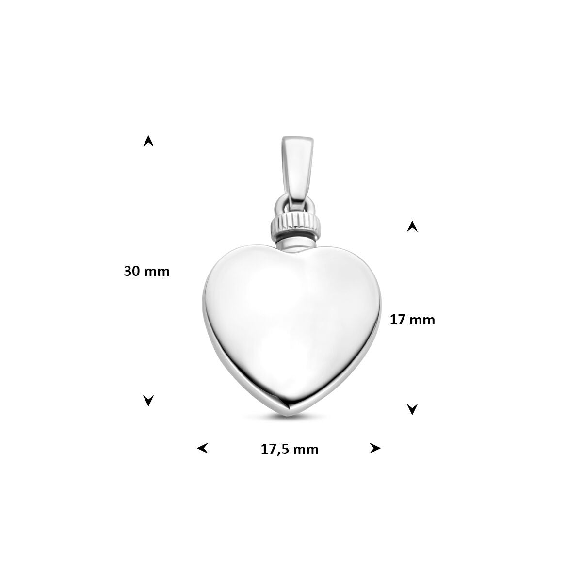 Colgante de urna de plata en forma de corazón – joya conmemorativa en plata 925