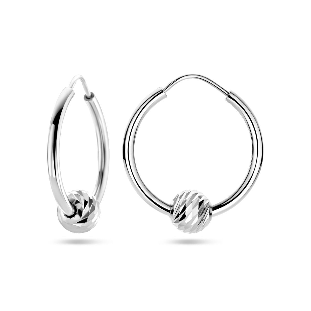 Aros de plata con bolita – plata 925 rodiada