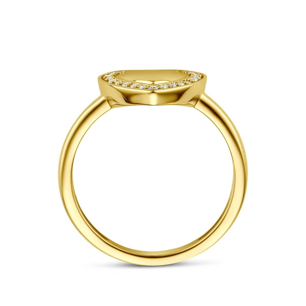 14k Geelgouden hartring met lab grown diamant