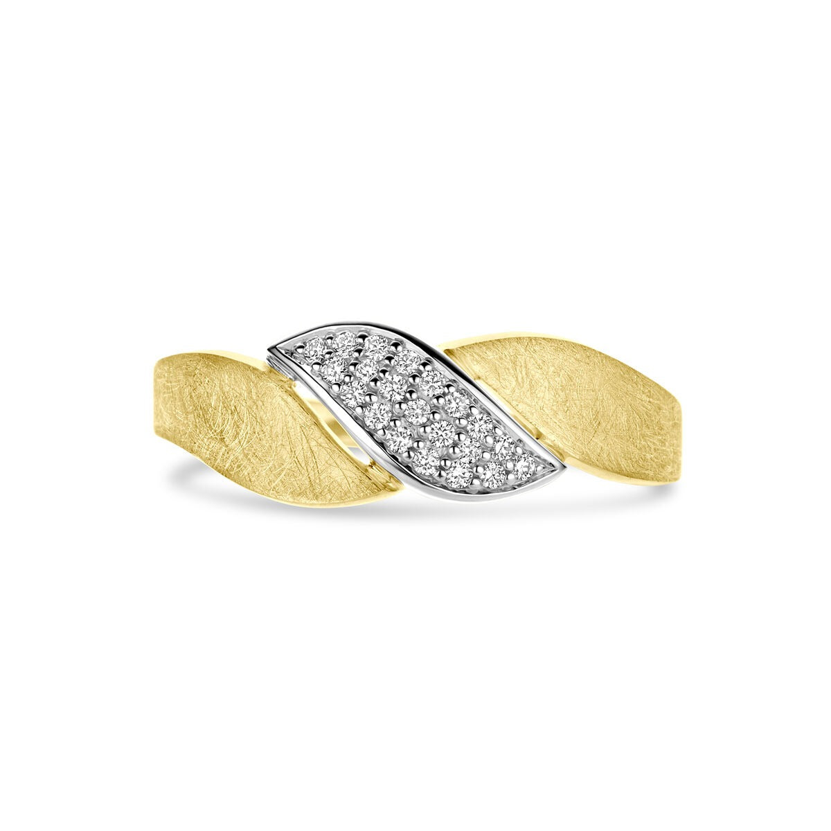 anillo poli/mate diamante 0.08ct h si 14K bicolor oro amarillo/blanco