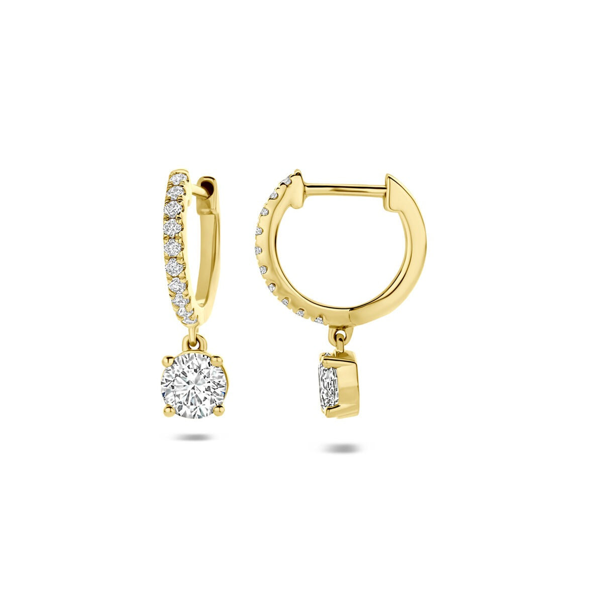aros de oro amarillo de 14k con diamante cultivado en laboratorio 2.48ct