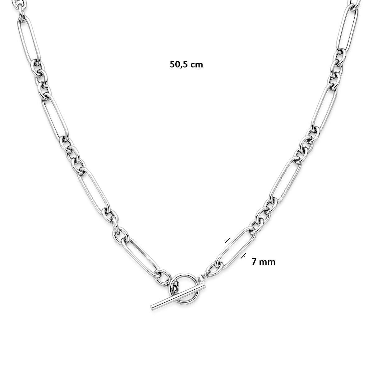 Collar de plata 925 rodiado con eslabones de ancla y cierre de langosta