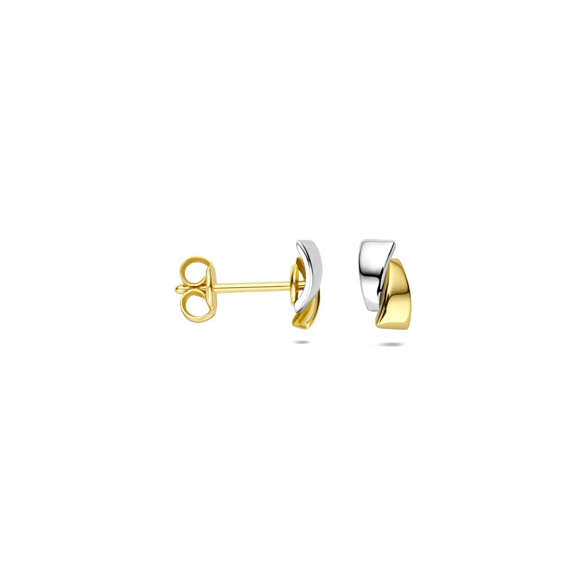 pendientes de botón bicolor de 9k