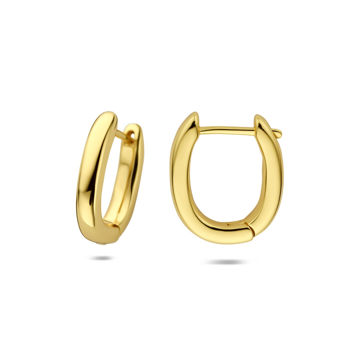 Aros chapados en oro de plata - forma clásica en brillo dorado