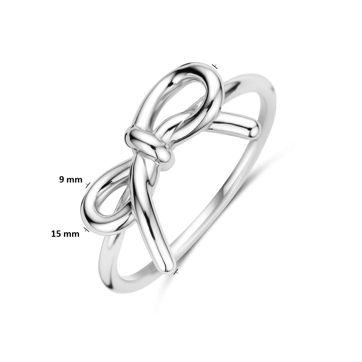 Anillo de mujer en forma de lazo – plata 925 rodiada