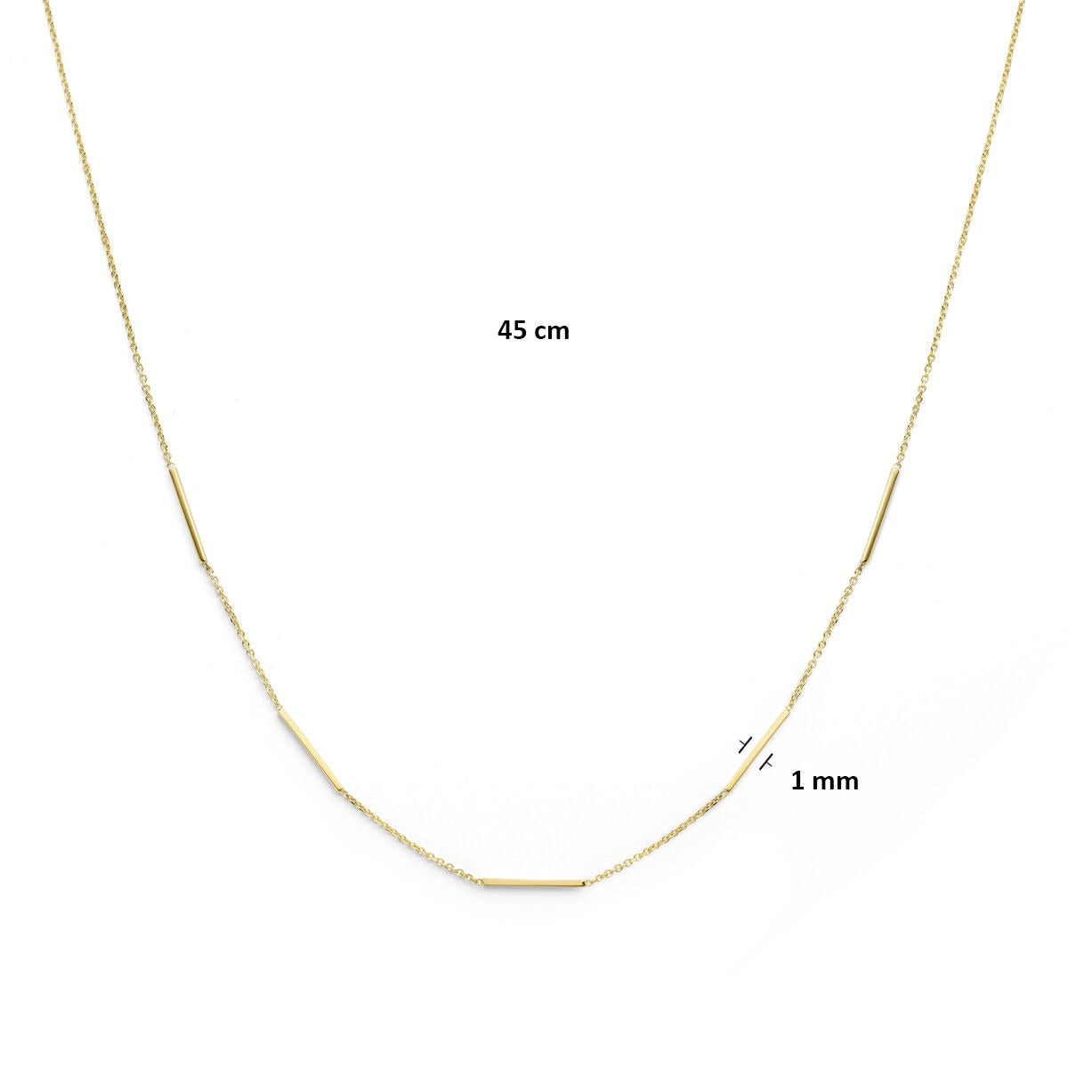 collar chapado en oro amarillo con tubos