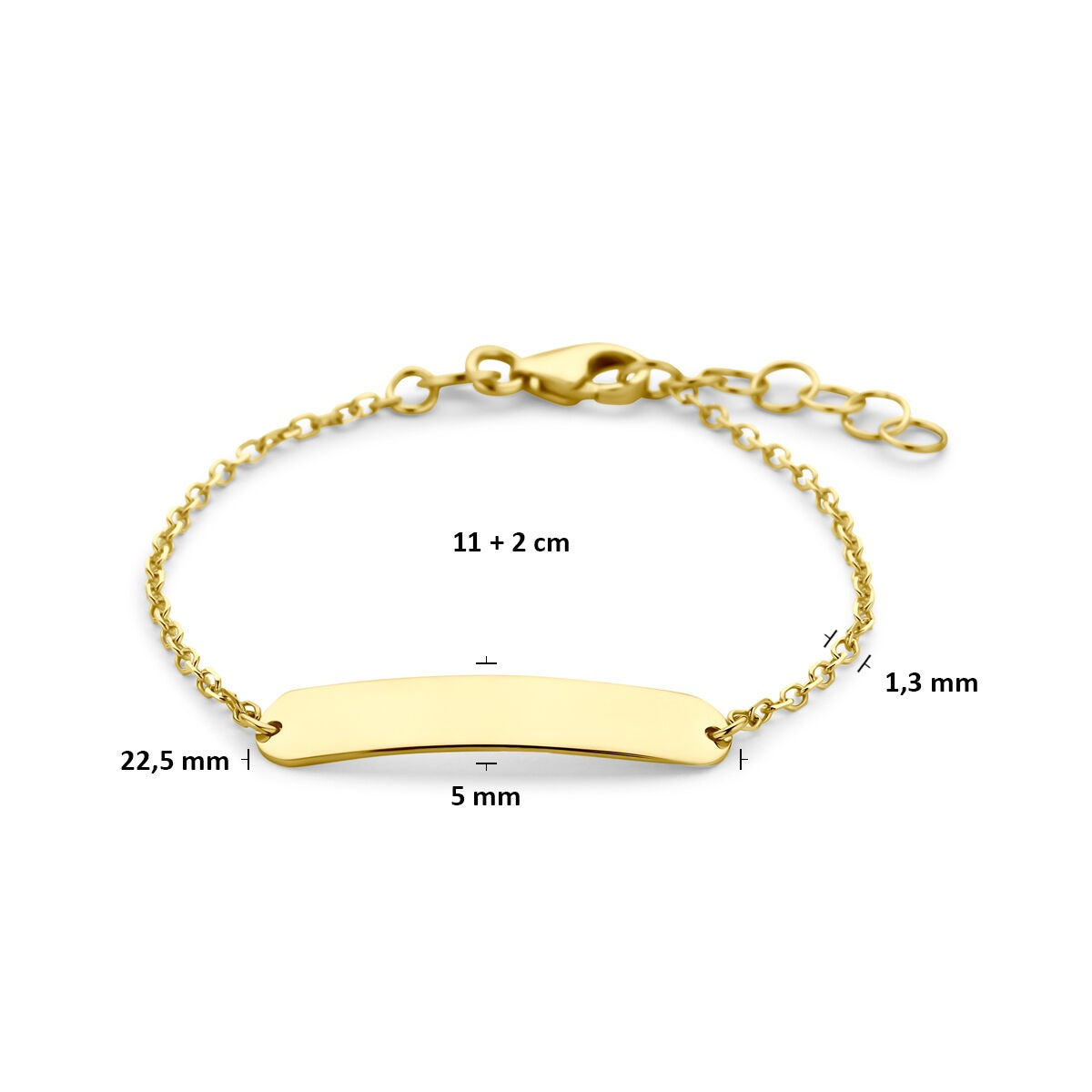 pulsera de grabado en oro amarillo de bebé
