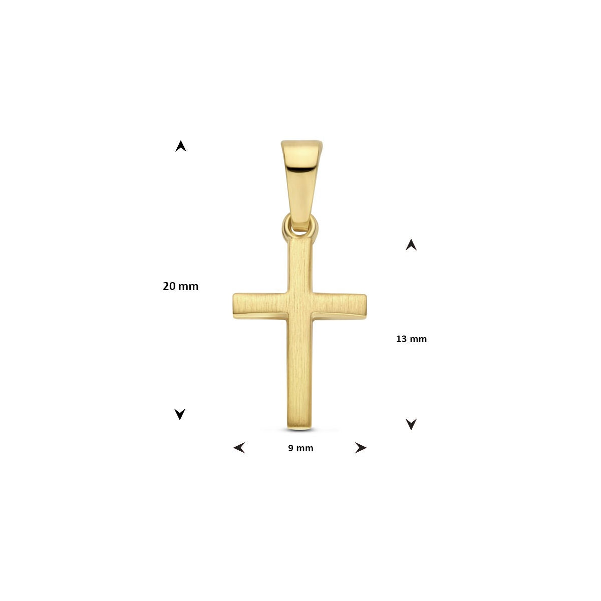 Colgante de cruz en oro amarillo de 9k