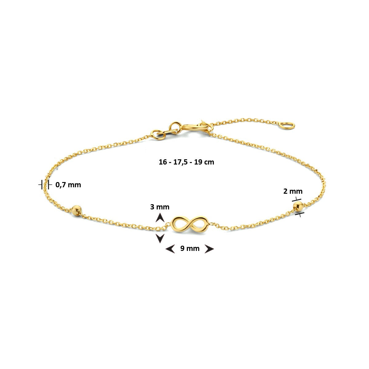 Pulsera de oro amarillo 9k Infinity