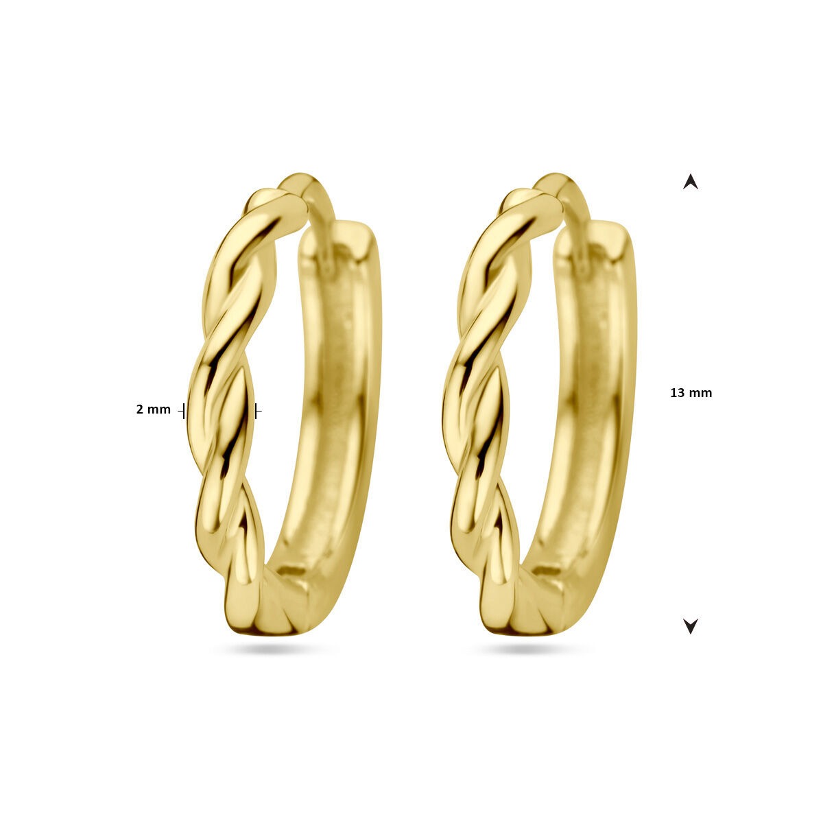 Aros chapados en oro de plata – Trenzados 13x2 mm
