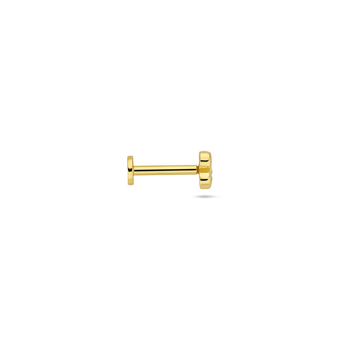 Piercing chapado en oro con base plana y circonitas - plata 925