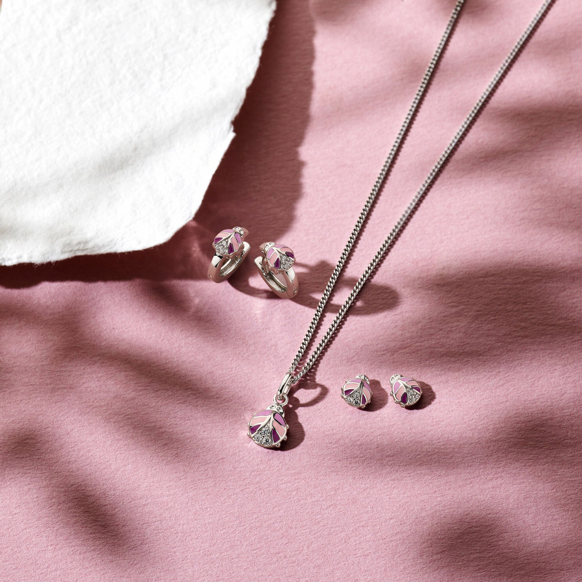 Pendientes de botón de mariquita de plata con circonitas – plata 925 rodiada