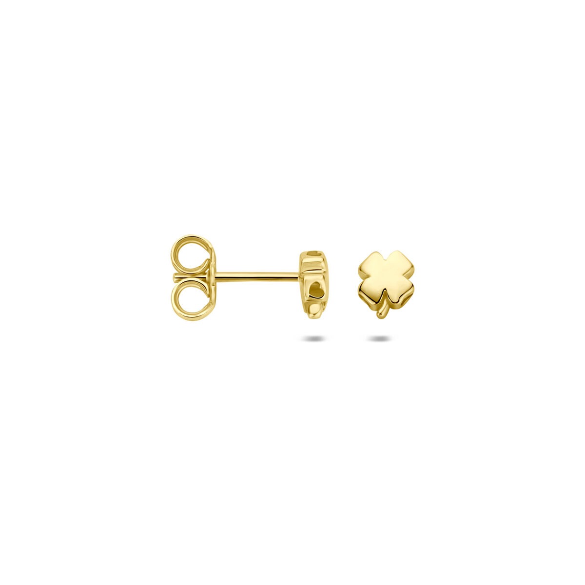 Pendientes de botón de oro amarillo con trébol de 14k