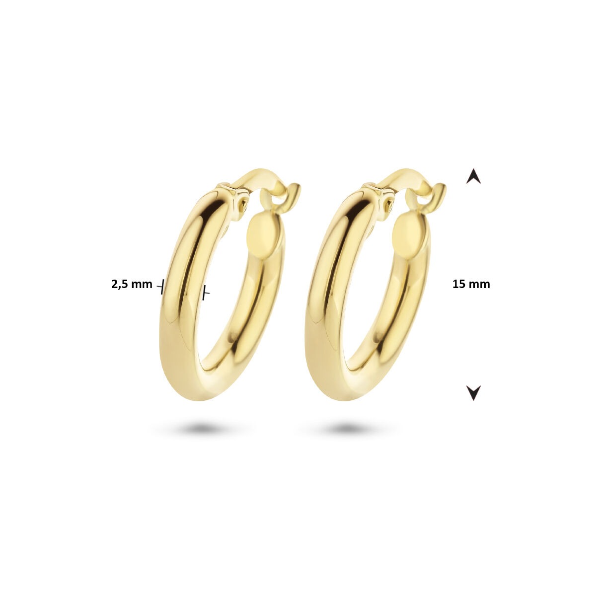 aros chapado en oro amarillo – tubo redondo con cierre de palanca