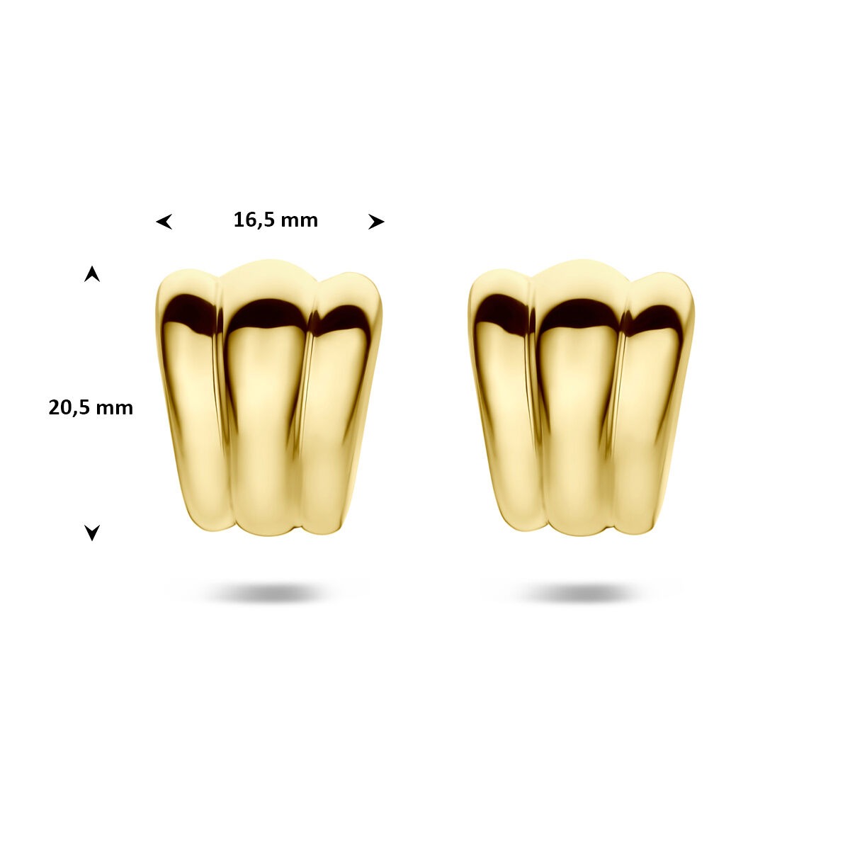 Pendientes de botón chapado en oro 925 plata 20,5 x 16,5 mm de mujer
