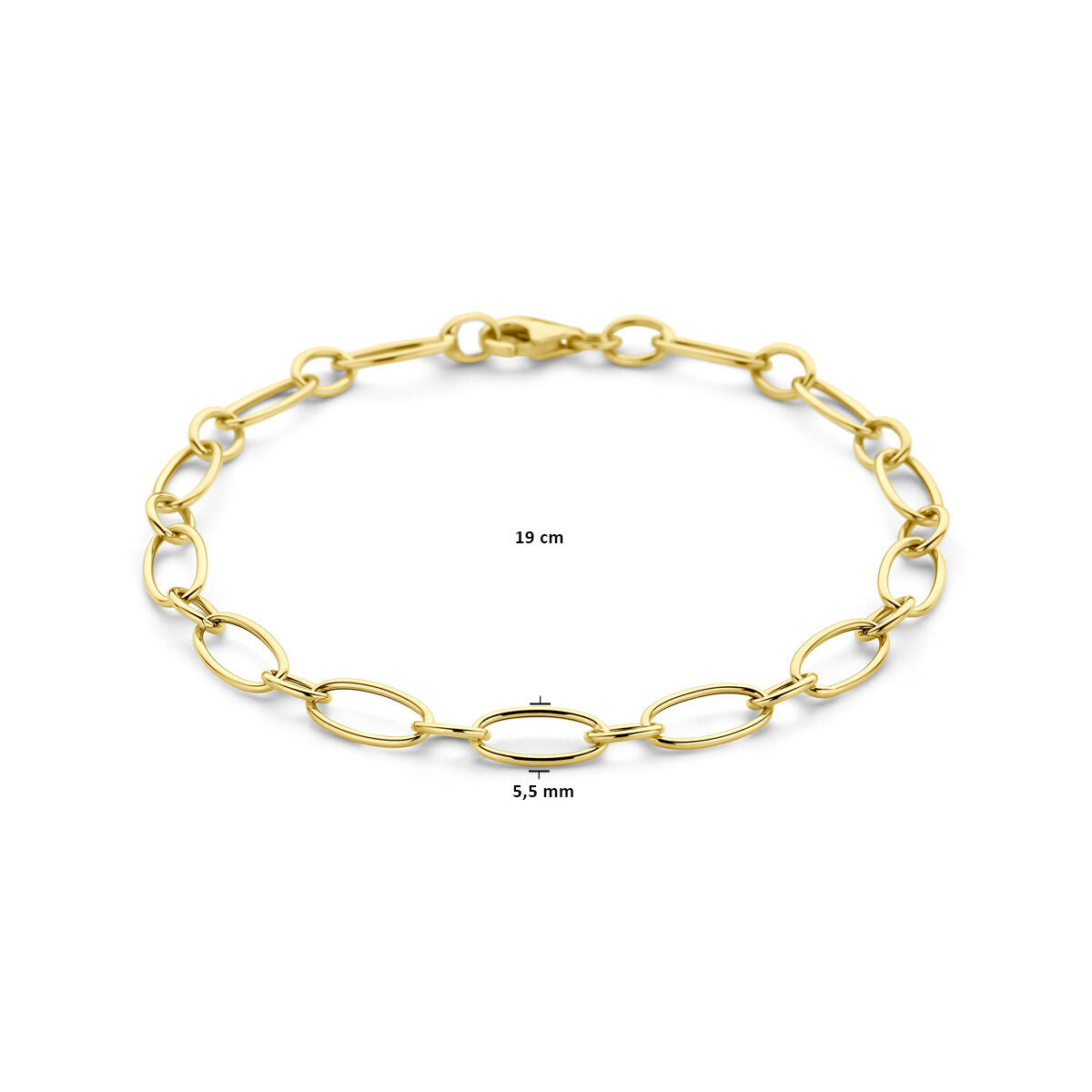 Pulsera de ancla de oro amarillo de 14k con cierre de langosta