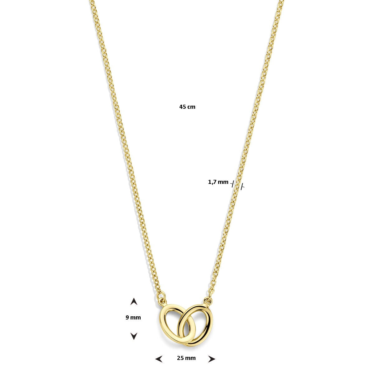 collar de mujer en oro amarillo de 14k con eslabones ovalados