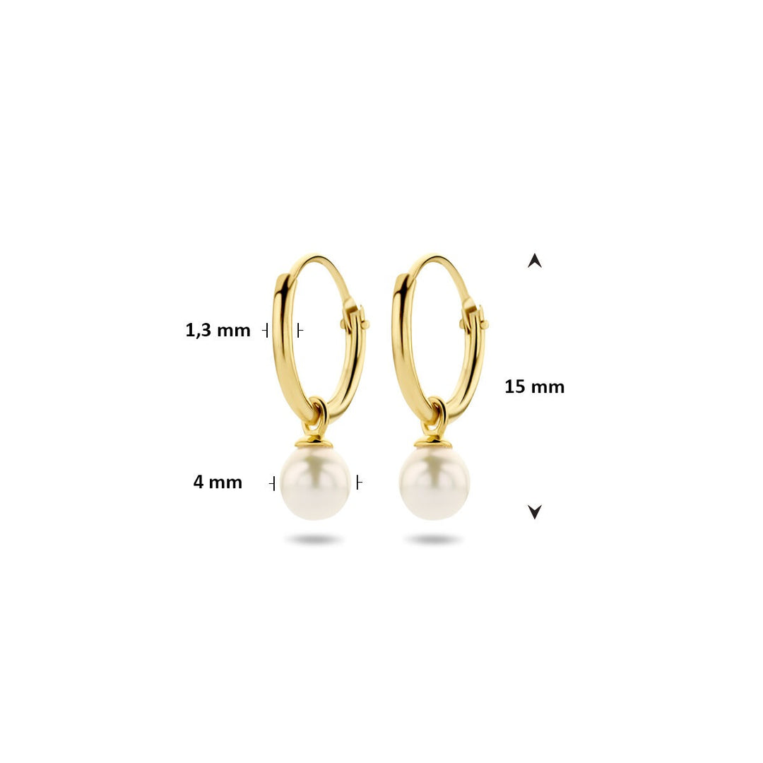 Gouden oorringen met zoetwaterparel – 14k