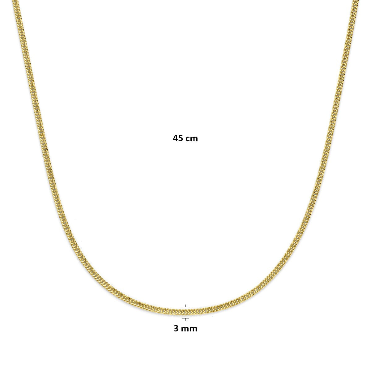 collar gourmette de oro amarillo con núcleo de plata – 45cm