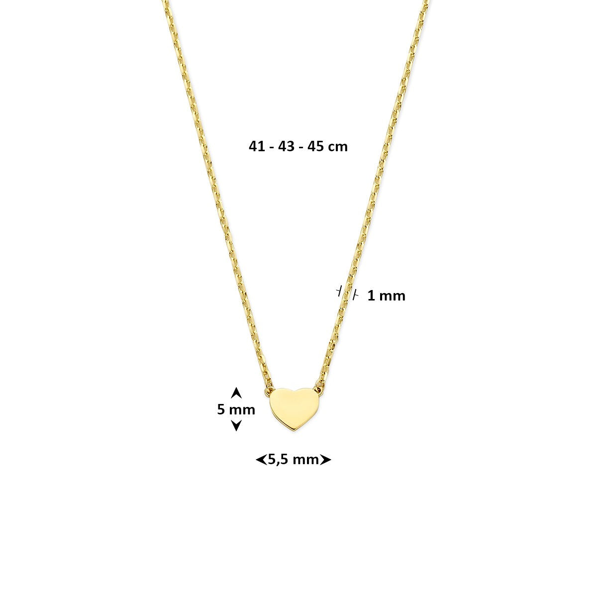 collar de oro amarillo con corazón