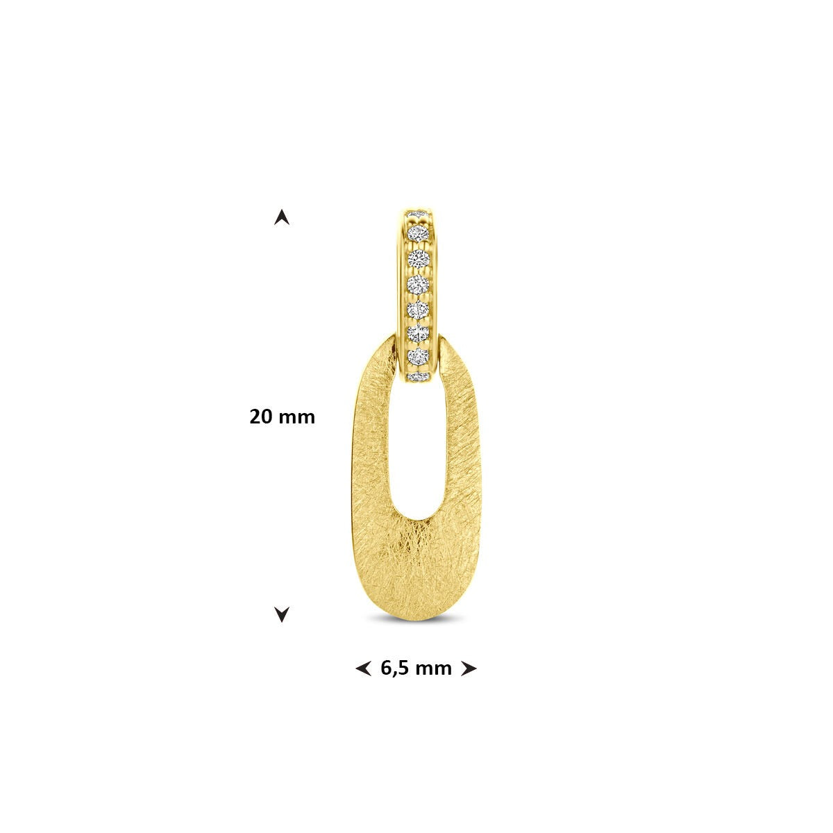 colgante de oro amarillo de 14k con diamante brillante tallado 0.03ct h si 20 mm