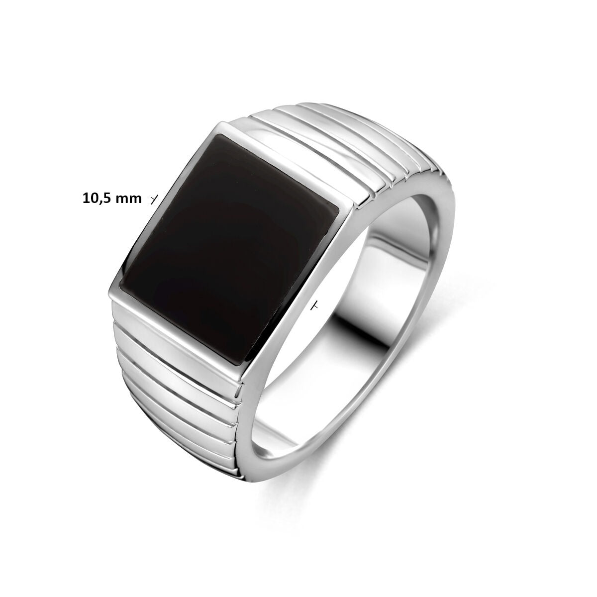 Anillo de sello de hombre en plata con ónice – 10,5 mm de ancho