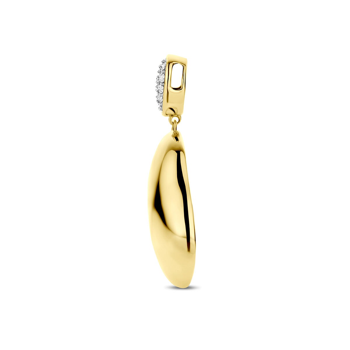 Colgante de oro con diamante – 14k oro amarillo, pavé engastado 0.20ct h si 34 mm