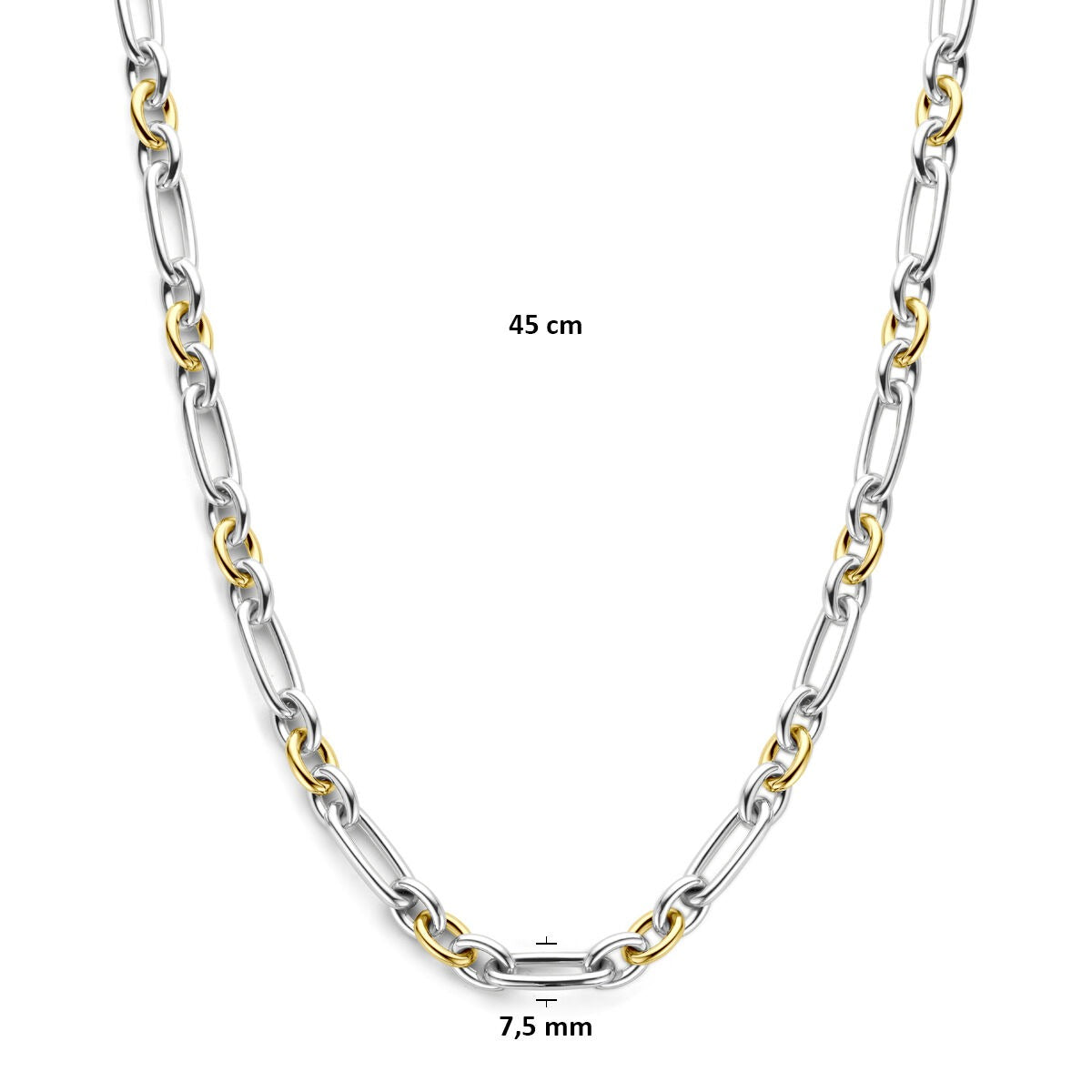 collar de ancla en oro amarillo y plata de 14k