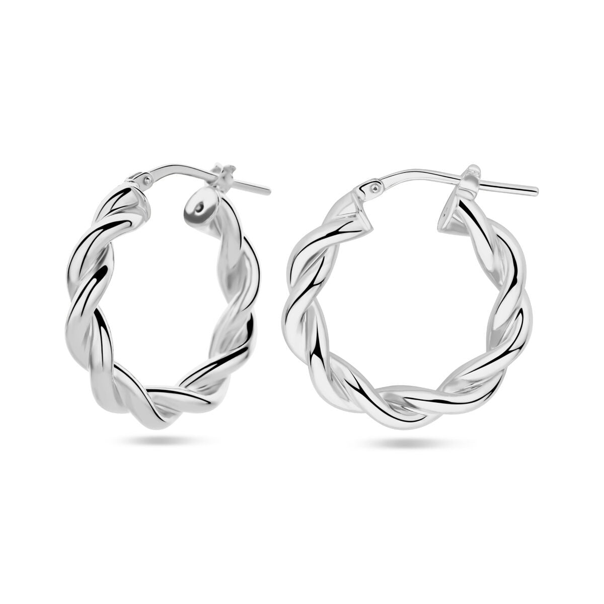 Aros de plata rodiada retorcidos 23 mm