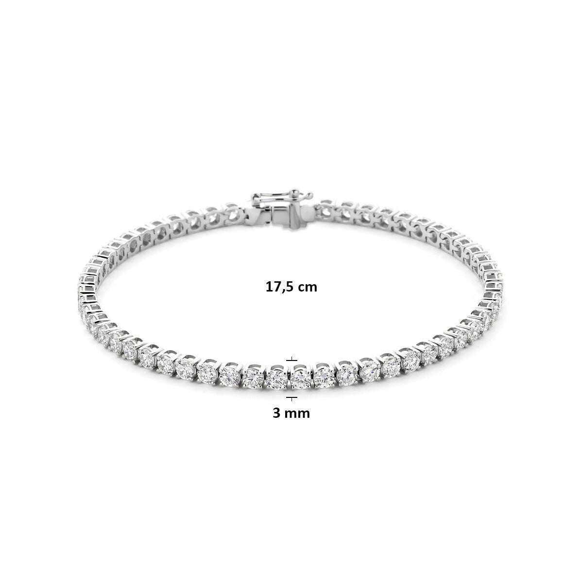 Pulsera de tenis de oro blanco de 14k con diamante cultivado en laboratorio
