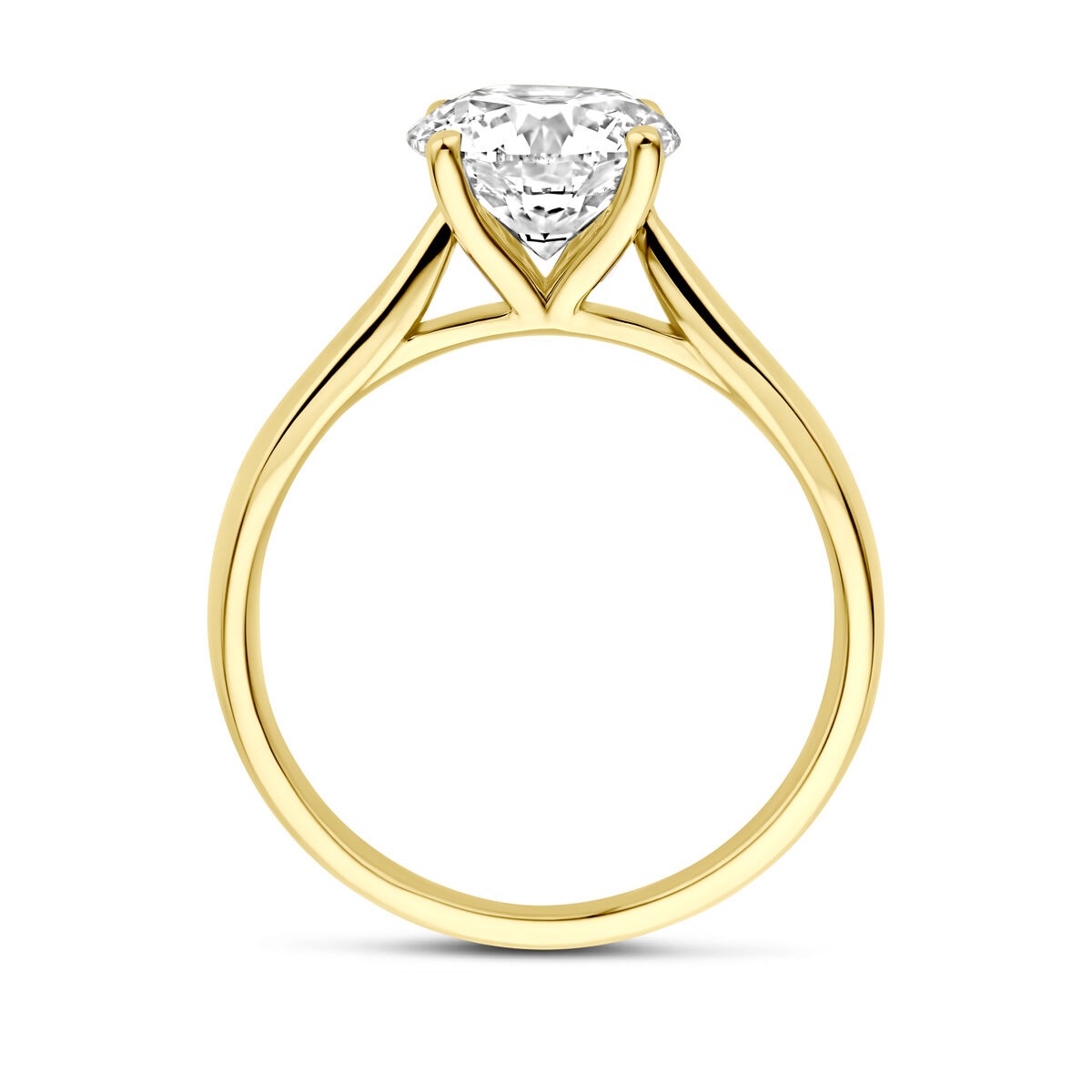 Anillo de oro amarillo de 14k con diamante cultivado en laboratorio de 2.00ct