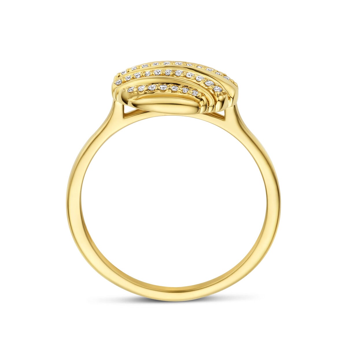 anillo de oro amarillo de 14k con diamante 0.09ct diseño redondo